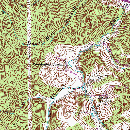 Topographic Map of Pennington Cemetery, KY