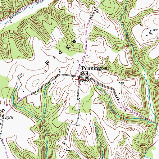 Topographic Map of Pennington School, KY