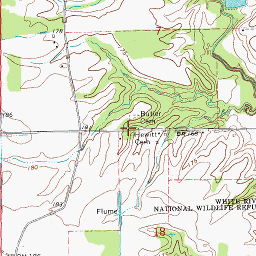 Topographic Map of Hewitt Cemetery, AR