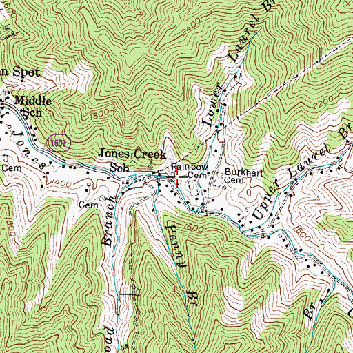 Topographic Map of Penny Branch, KY