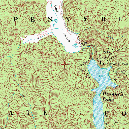 Topographic Map of Pennyrile State Forest, KY