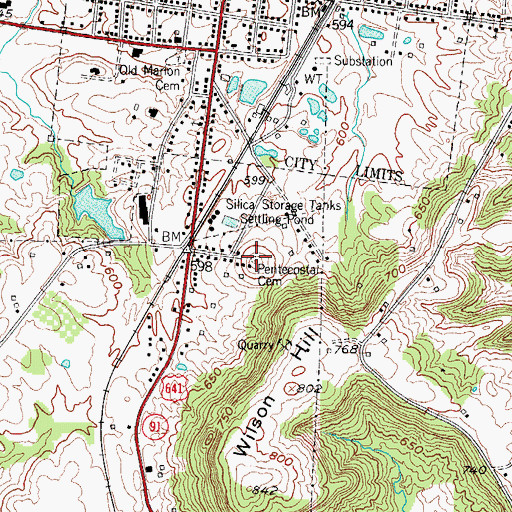 Topographic Map of Pentecostal Cemetery, KY