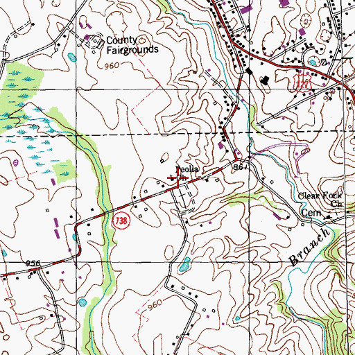 Topographic Map of Peolia Church, KY
