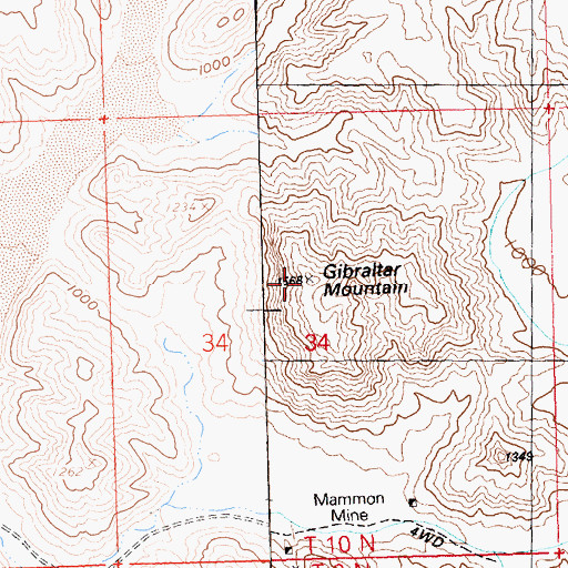 Topographic Map of Gibraltar Mountain, AZ