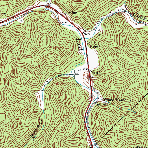 Topographic Map of Perkins Branch, KY