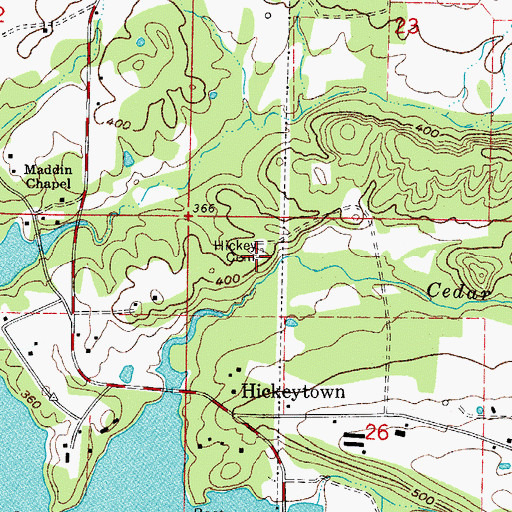 Topographic Map of Hickey Cemetery, AR