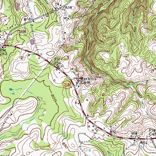 Topographic Map of Perkins Cemetery, KY
