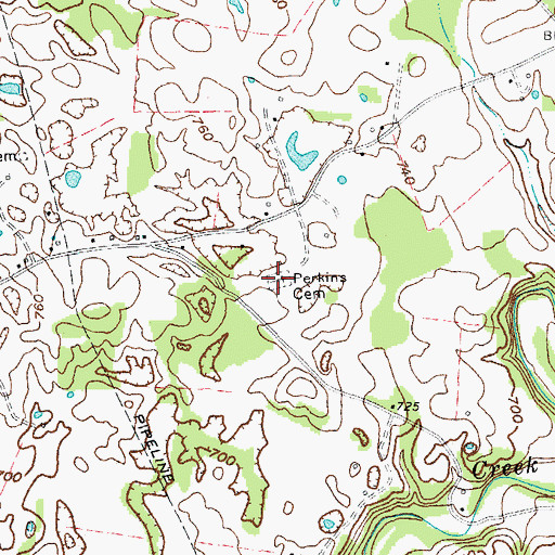Topographic Map of Perkins Cemetery, KY