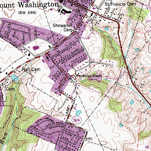 Topographic Map of Perkins Cemetery, KY