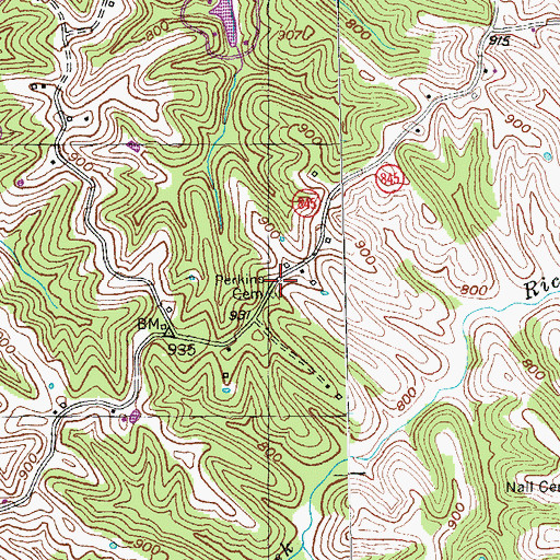 Topographic Map of Perkins Cemetery, KY