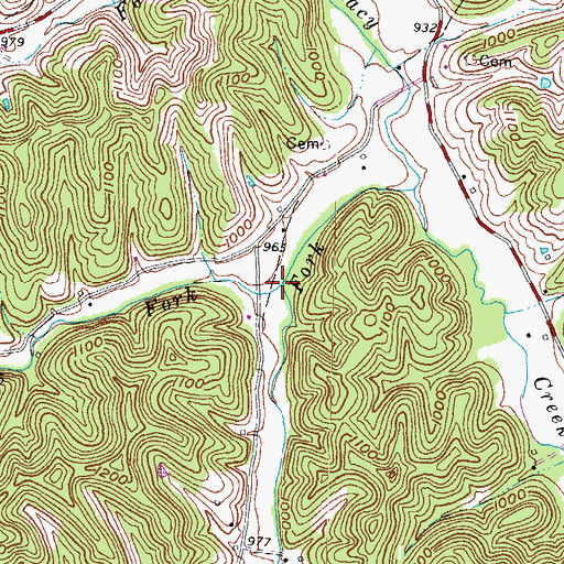 Topographic Map of Perkins Fork, KY