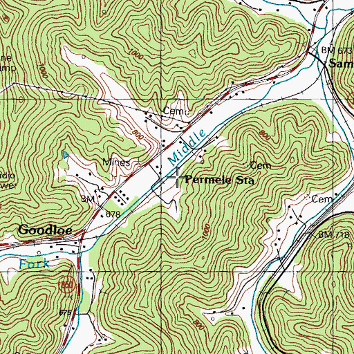 Topographic Map of Permele Station, KY