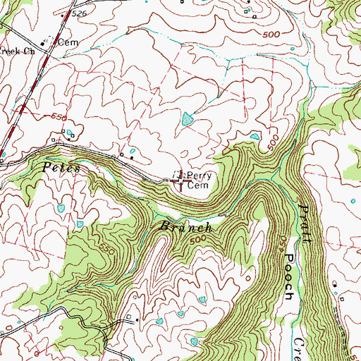 Topographic Map of Perry Cemetery, KY