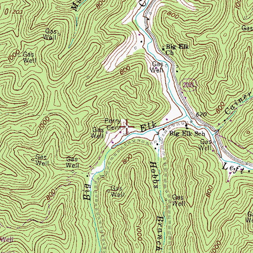 Topographic Map of Perry Cemetery, KY