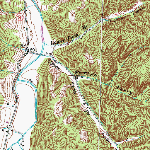 Topographic Map of Perry Fork, KY