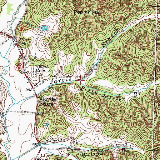 Topographic Map of Perry Jarvis Branch, KY