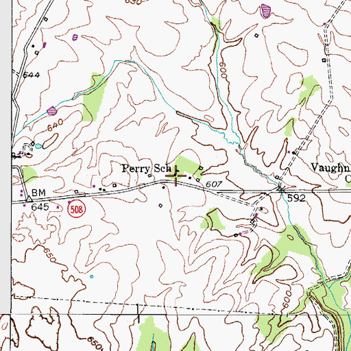 Topographic Map of Perry School, KY