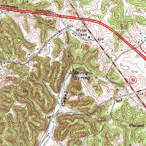 Topographic Map of Perry Spring, KY