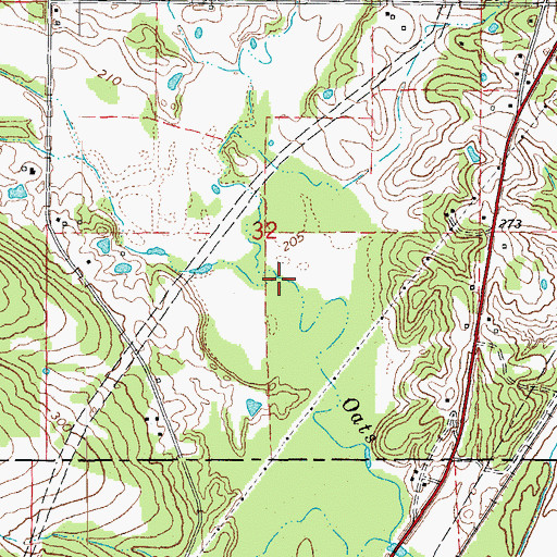Topographic Map of Hickman Branch, AR