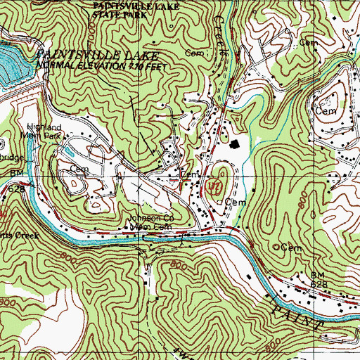 Topographic Map of Persimmon Point Cemetery, KY