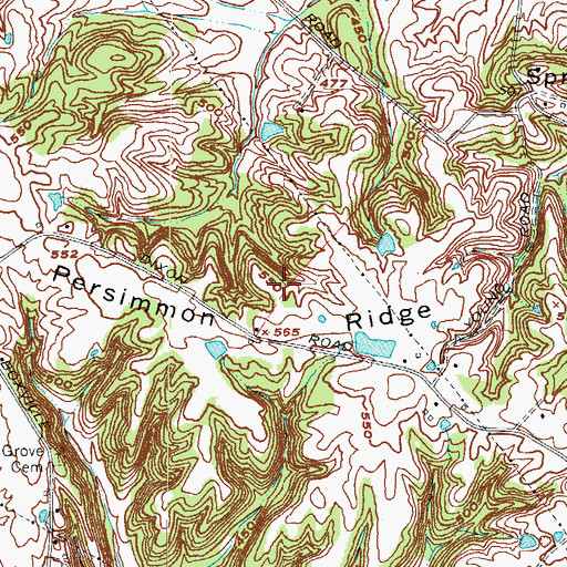 Topographic Map of Persimmon Ridge, KY