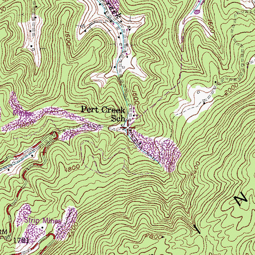 Topographic Map of Pert Creek School, KY