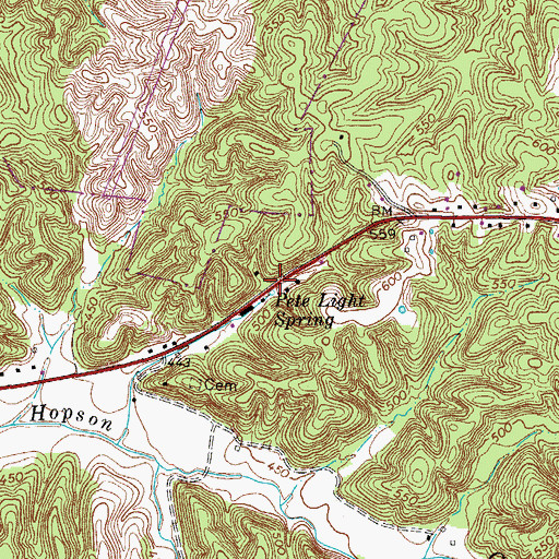 Topographic Map of Pete Light Spring, KY