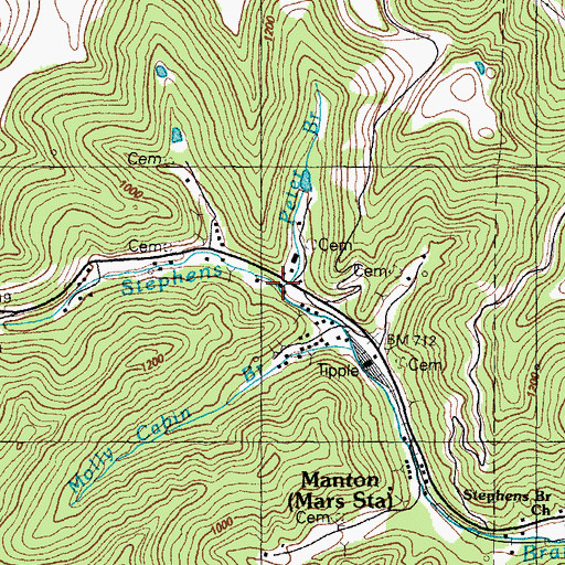 Topographic Map of Peter Branch, KY