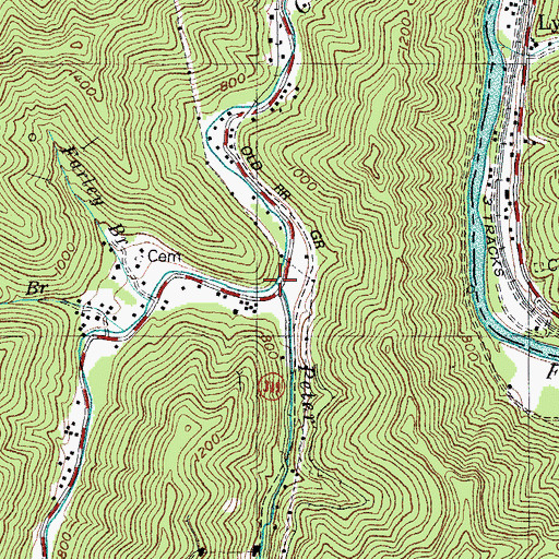 Topographic Map of Peter Branch, KY