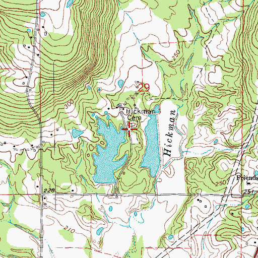 Topographic Map of Hickman Cemetery, AR