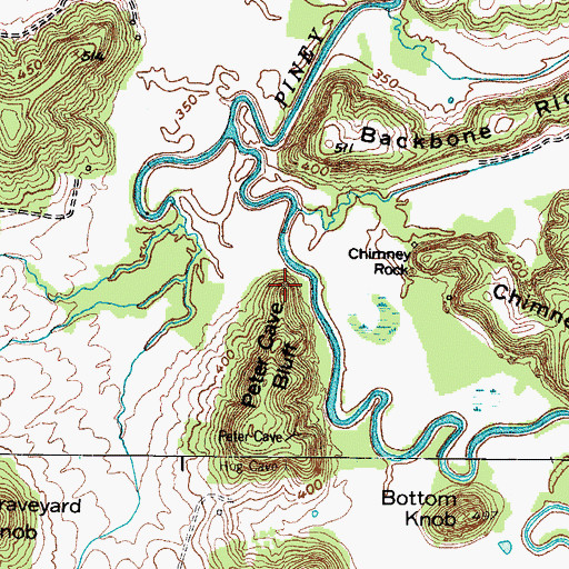 Topographic Map of Peter Cave Bluff, KY