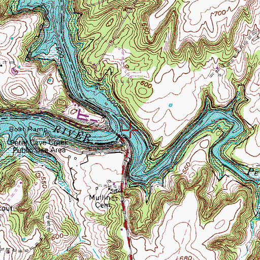 Topographic Map of Peter Cave Creek, KY