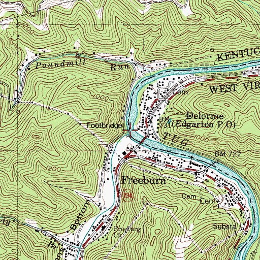 Topographic Map of Peter Creek, KY