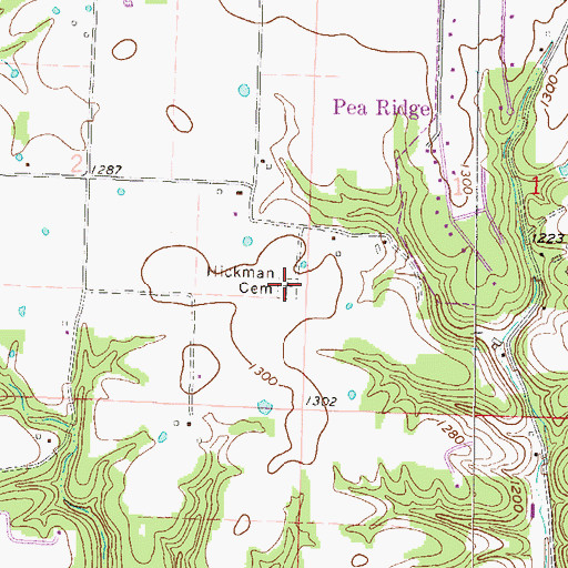 Topographic Map of Hickman Cemetery, AR