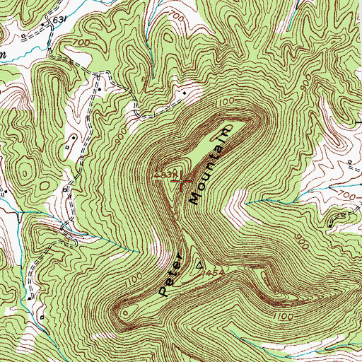 Topographic Map of Peter Mountain, KY