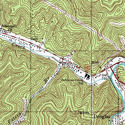 Topographic Map of Peters Branch, KY