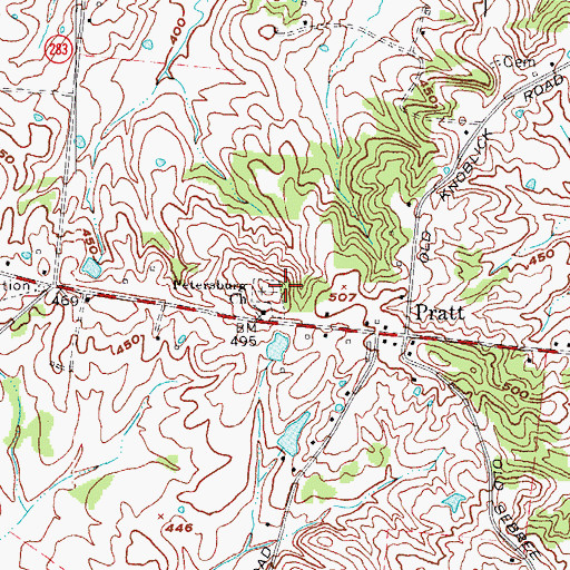 Topographic Map of Petersburg Church, KY