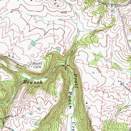 Topographic Map of Petes Branch, KY