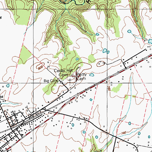 Topographic Map of Petty Cemetery, KY