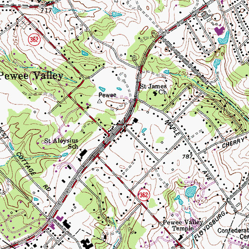 Topographic Map of Pewee Valley, KY