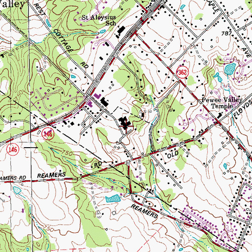 Topographic Map of Pewee Valley Sanitarium, KY