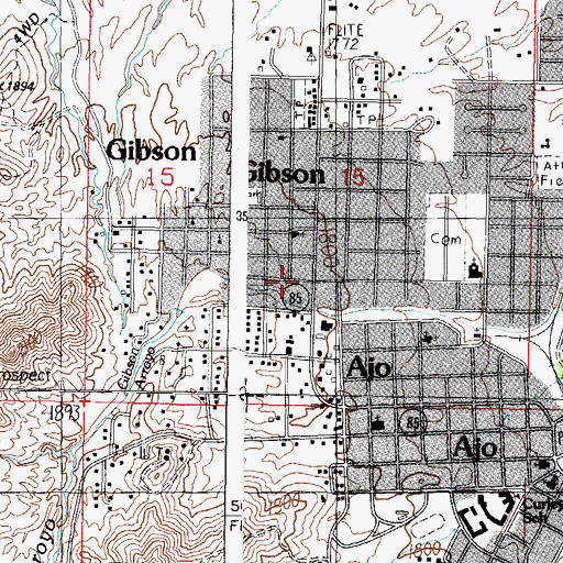 Topographic Map of Gibson, AZ