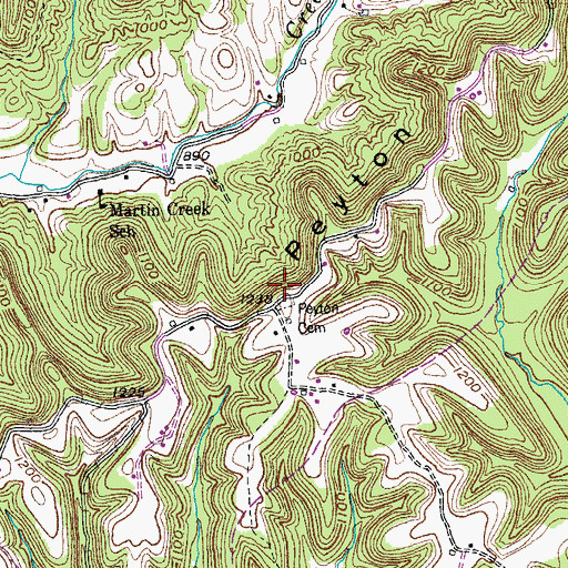 Topographic Map of Peyton Cemetery, KY