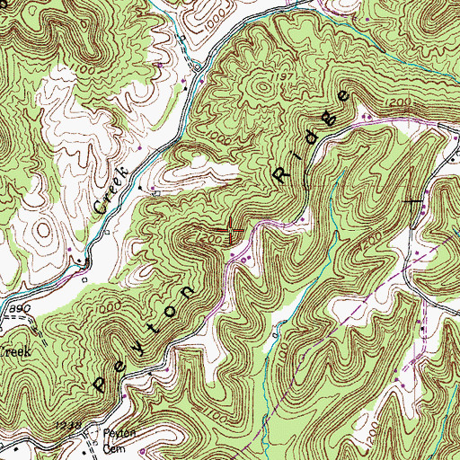 Topographic Map of Peyton Ridge, KY