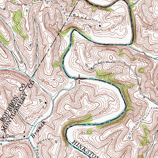 Topographic Map of Peytons Lick Branch, KY