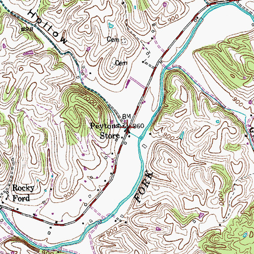 Topographic Map of Peytons Store, KY