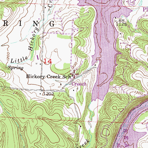 Topographic Map of Hickory Creek School, AR