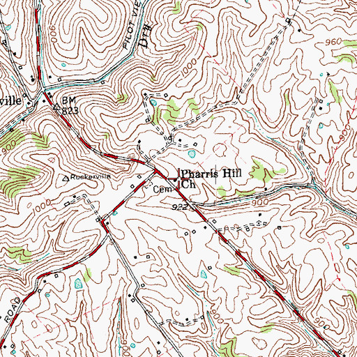 Topographic Map of Pharris Hill Christian Church, KY