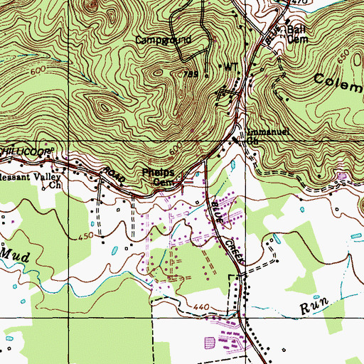 Topographic Map of Phelphs Cemetery, KY