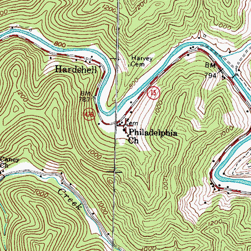 Topographic Map of Philadelphia Church, KY